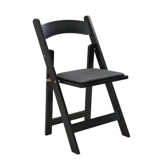 Solid Wood Upholstered Folding Chairs 4-Pack - Space Saving Black - Platinum-Level Office Chairs