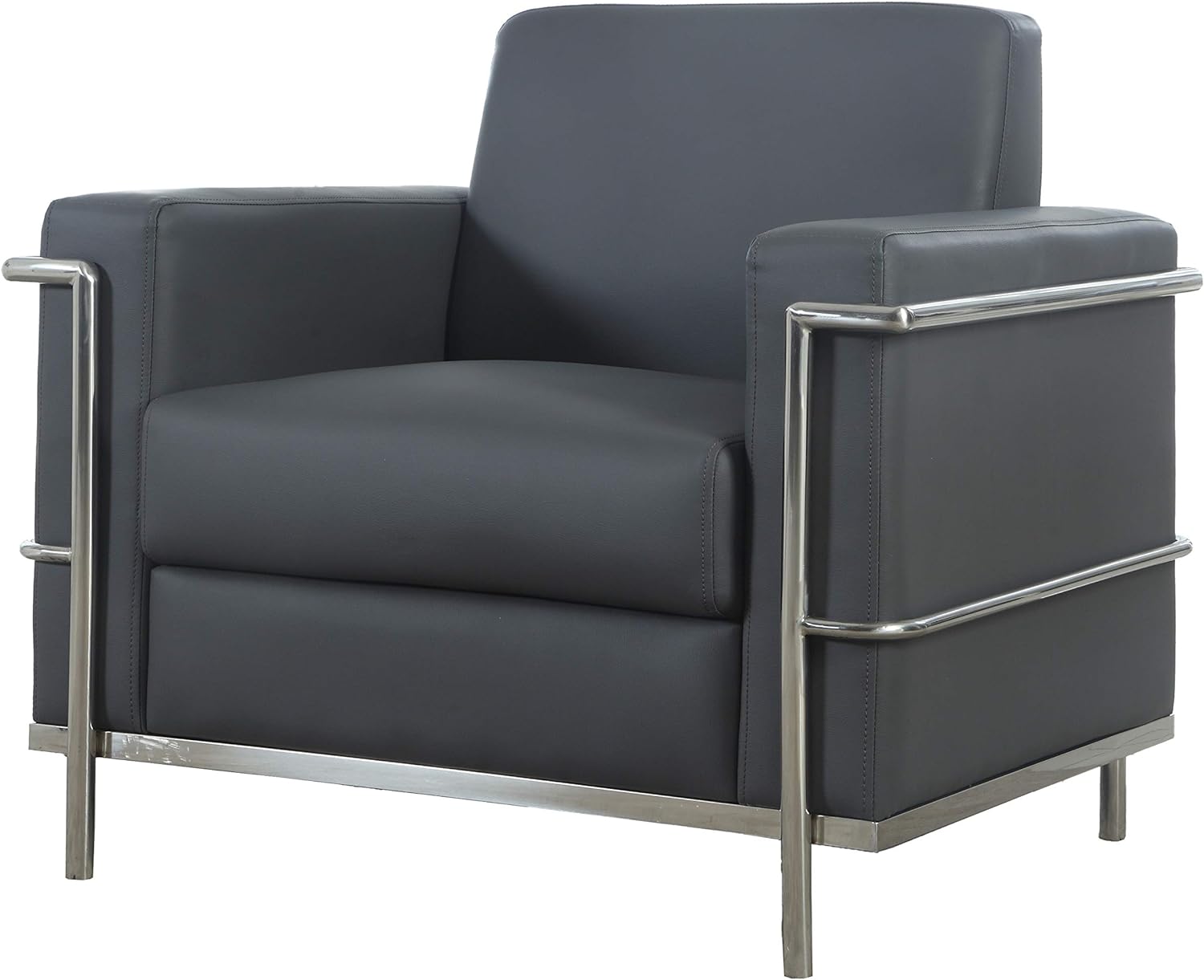 Light Gray Faux Leather Accent Club Chair, Chrome Frame