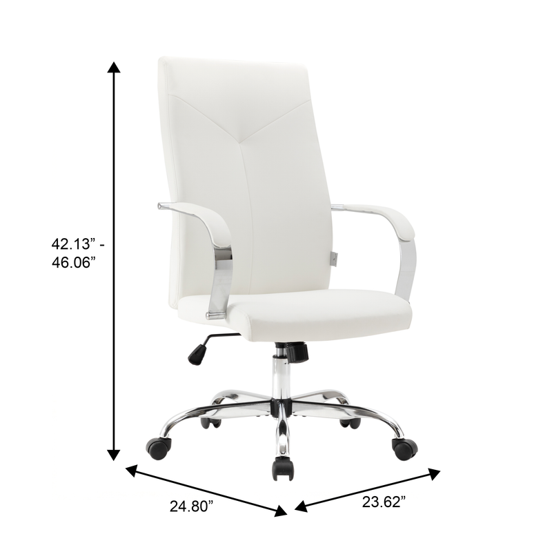 20 PCS Sonora Ergonomic High-Back Leather Desk Office Chair with Chrome Base and Tilt for Home Office - White