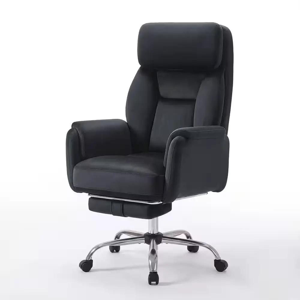 Big and Tall Velvet Footrest Office Chair in Black, Cross Legged Computer Desk Chair with Flip Adjustable Arms