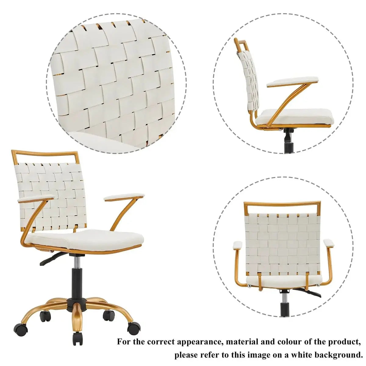 CAROCC Home Office Desk Chair Gold with Throw Pillow