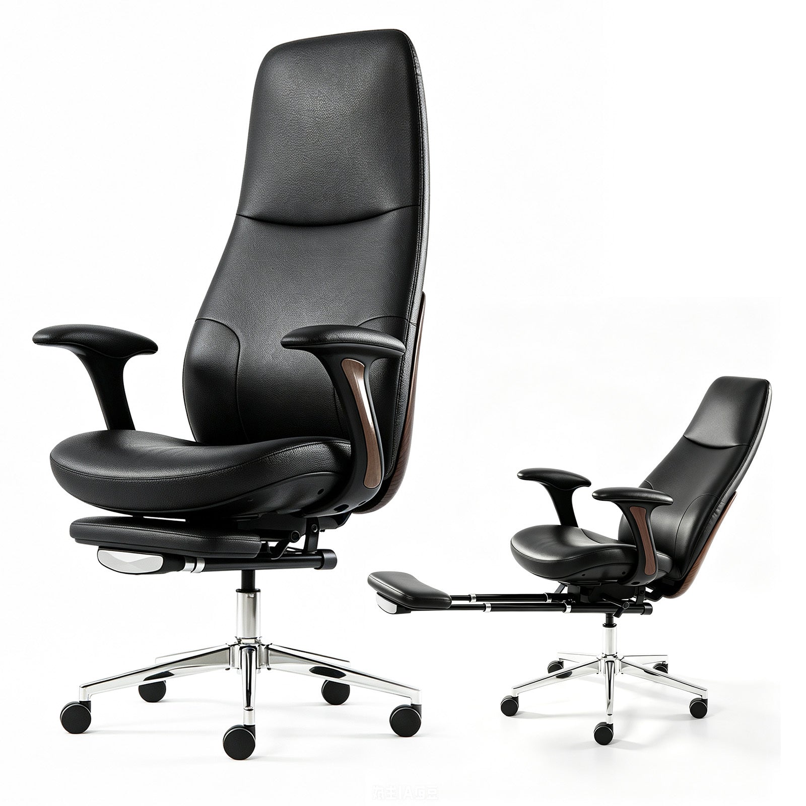 FurniBaron Black Full-Grain Leather Executive Chair, 400lb - Platinum-Level Office Chairs