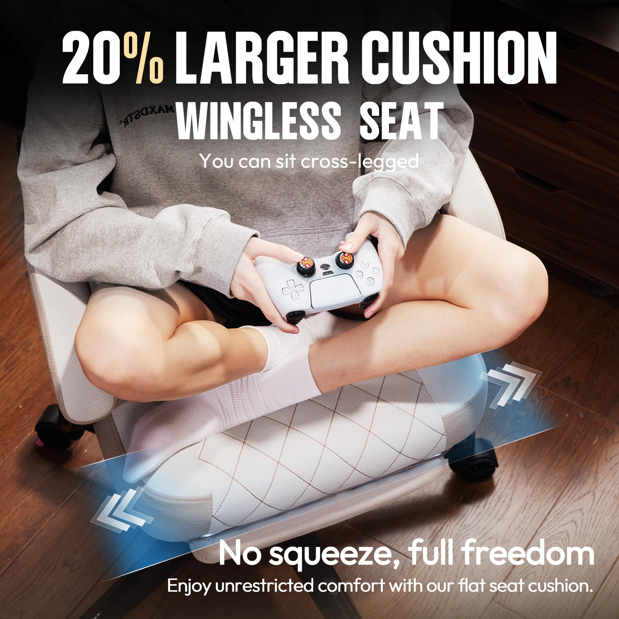 Dowinx Gaming Chair with Pocket Spring Cushion, High Back Ergonomic 360° Swivel Chair for Office Gaming, Massage Lumbar Support with Footrest for Adults, 300LBS Capacity, Beige for Office Gaming Platinum-Level Office Chairs