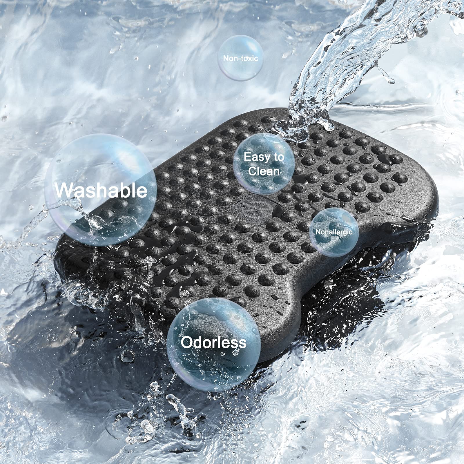 Adjustable Desk Footrest, Foot Rest for Under Desk at Work with Massage, Adjustable Foot Stool with 3 Height Position & 30 Degree Tilt Angle Adjustment for Home, Office