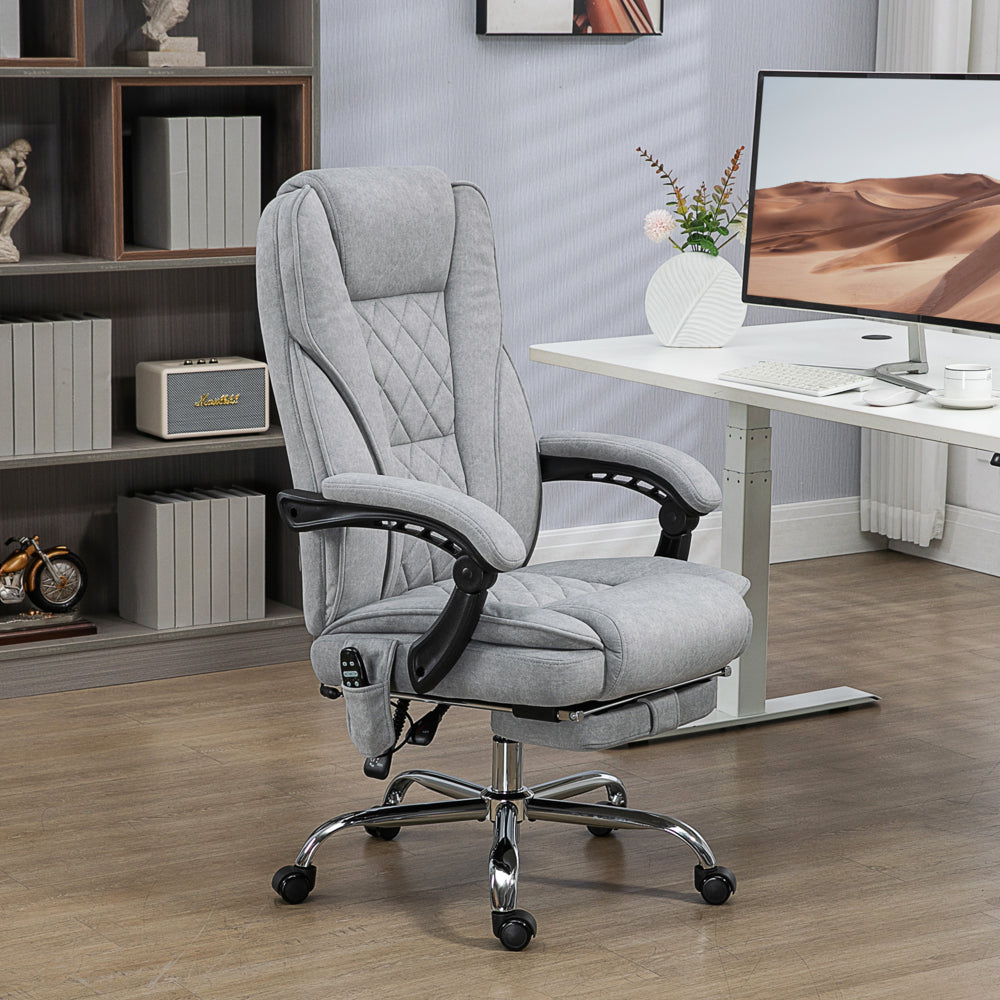 Vinsetto High Back Reclining Massage Office Chair, Gray - reclined view