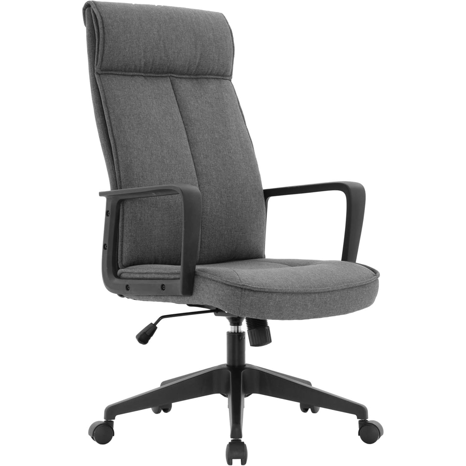 Leisuremod Ergonomic Office Chair High-Back Polyester Adjustable Height Swivel and Tilt with Double Wheel Casters Aiaria Collection in Charcoal