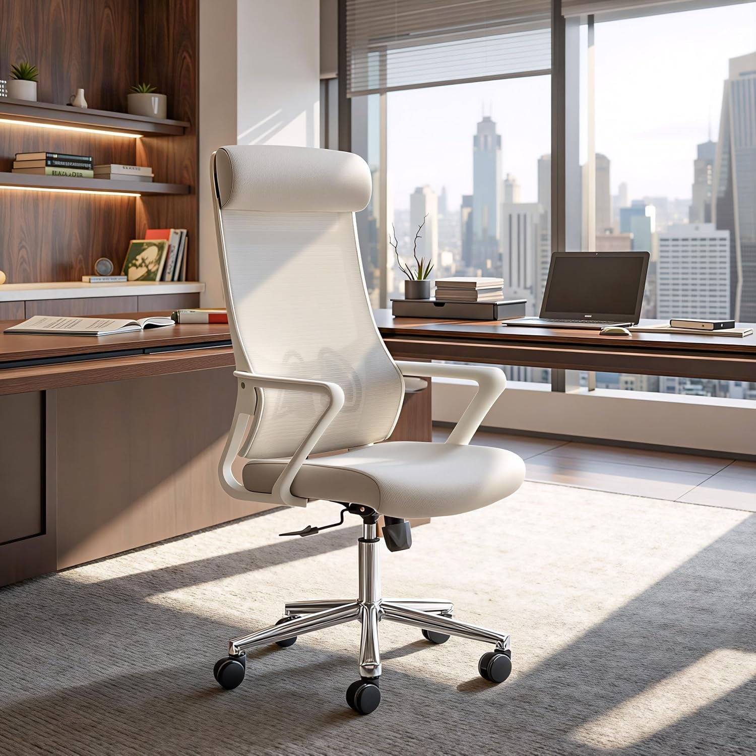 Zuo Jett High Back Office Chair Light Gray, Gray Office Chair, Modern Style, Mesh Fabric, Breathable Mesh Fabric, Nylon, Indoor Office, 26" W X 26" D X 46.9~50.8" H, Non-Stackable