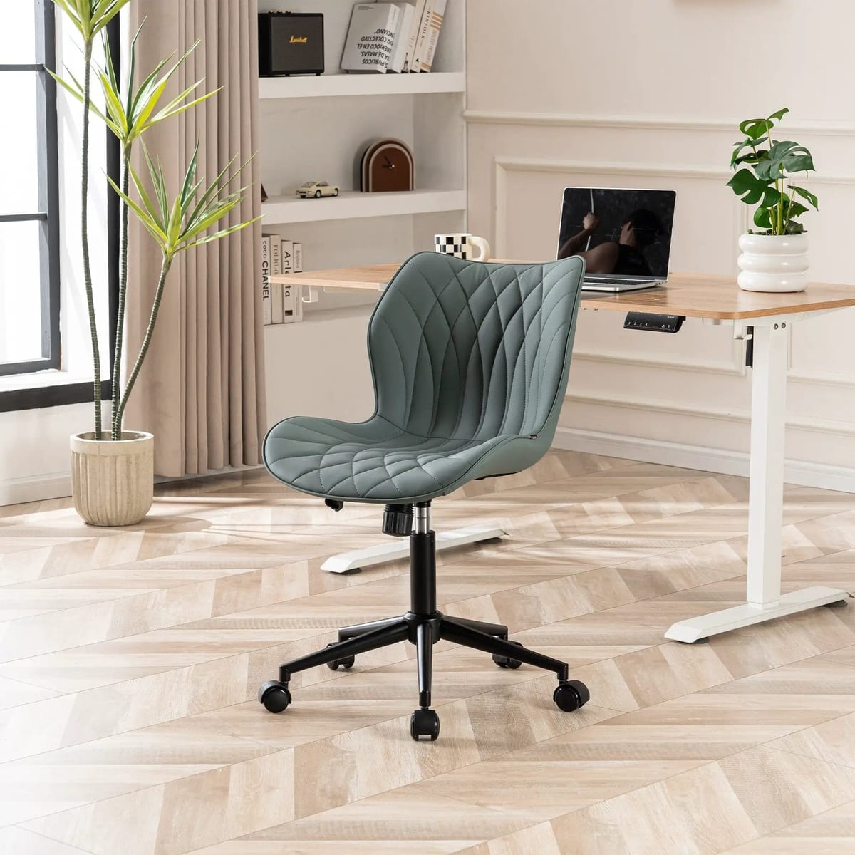 Swivel Armless Desk Chair Office Chairs Makeup Vanity Chair