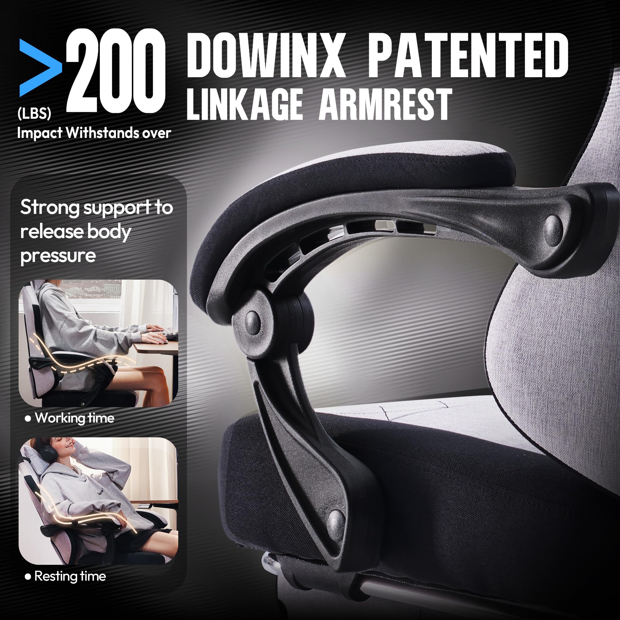Dowinx Gaming Chair with Pocket Spring Cushion, High Back Ergonomic 360° Swivel Chair for Office Gaming, Massage Lumbar Support with Footrest for Adults, 300LBS Capacity, Beige for Office Gaming Platinum-Level Office Chairs
