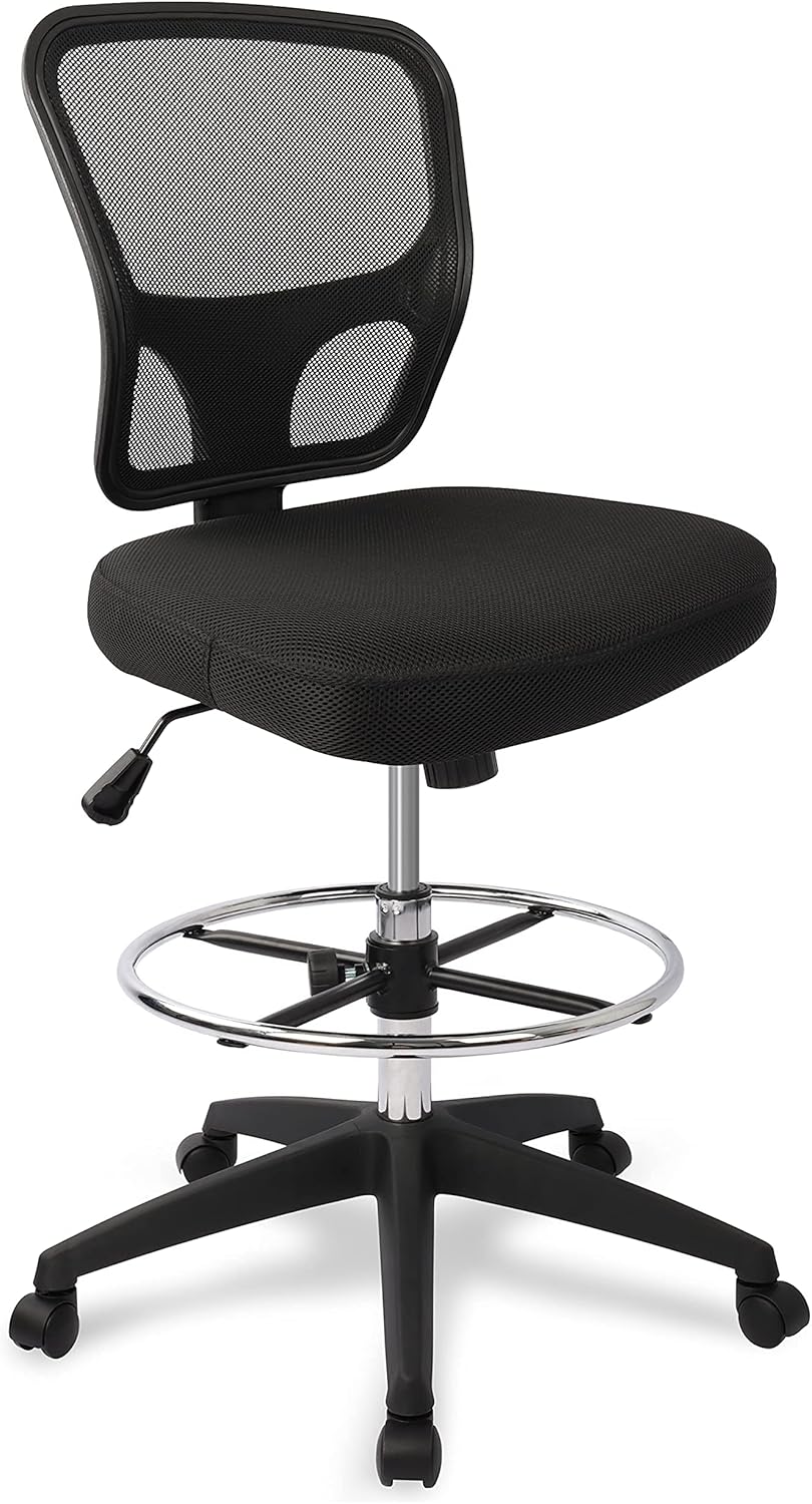 Armless Drafting Chair Adjustable Height Ergonomic Desk Chair Footrest