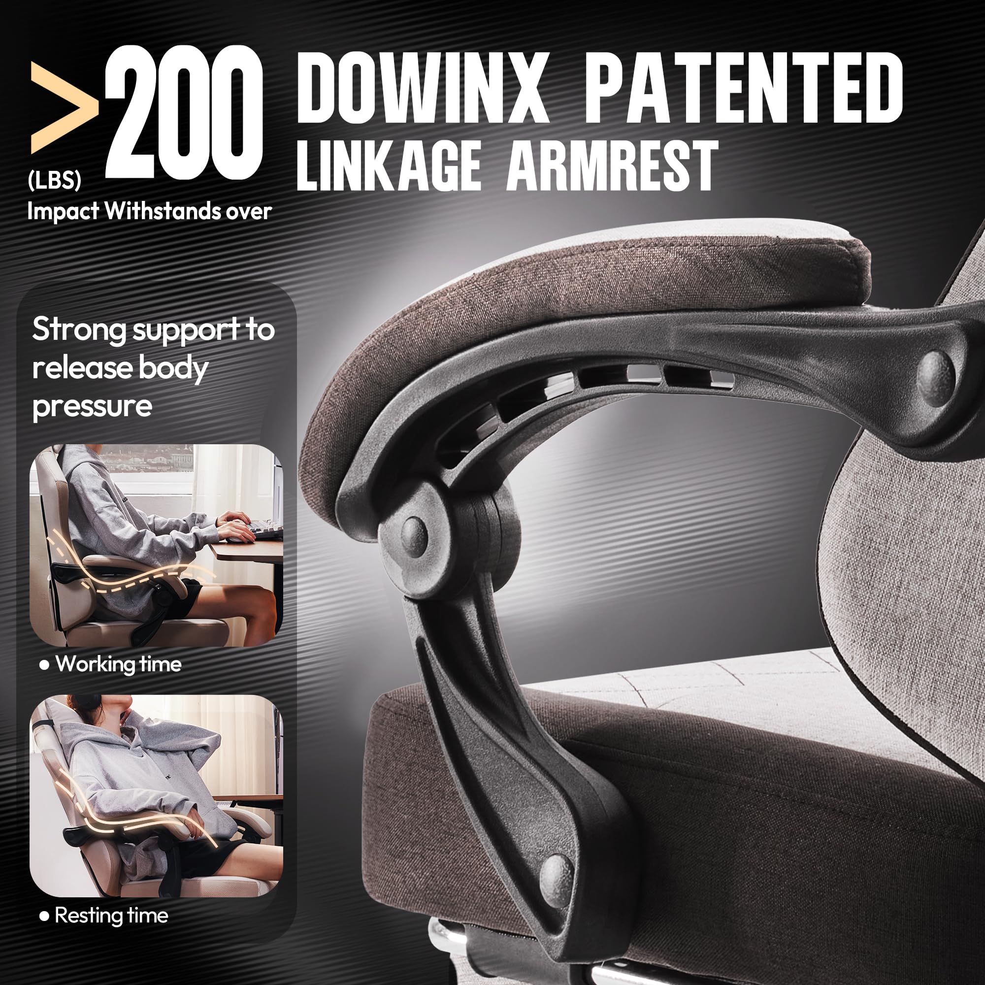 Dowinx High Back Ergonomic Gaming Chair with Massage and Footrest, Beige