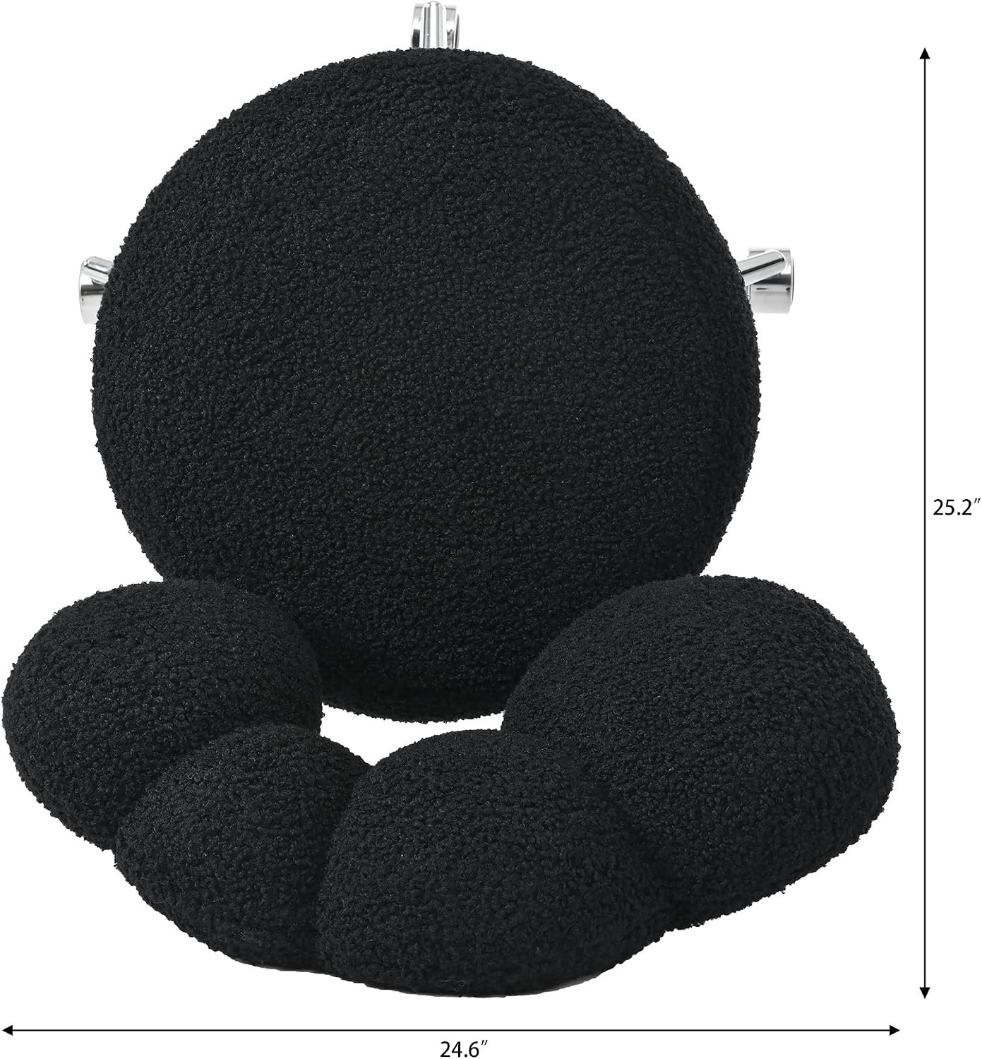 Black teddy fabric swivel vanity chair – view 4