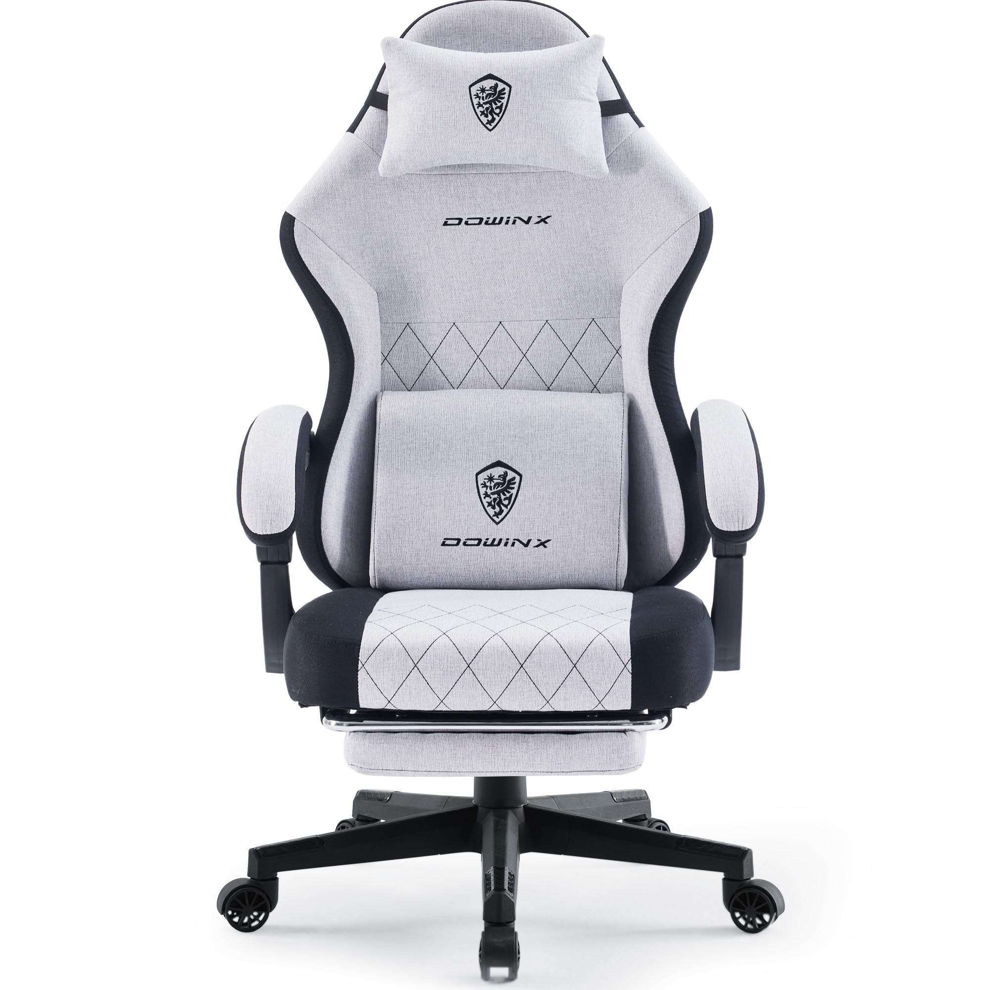 Dowinx Gaming Chair with Pocket Spring Cushion, High Back Ergonomic 360° Swivel Chair for Office Gaming, Massage Lumbar Support with Footrest for Adults, 300LBS Capacity, Beige for Office Gaming Platinum-Level Office Chairs