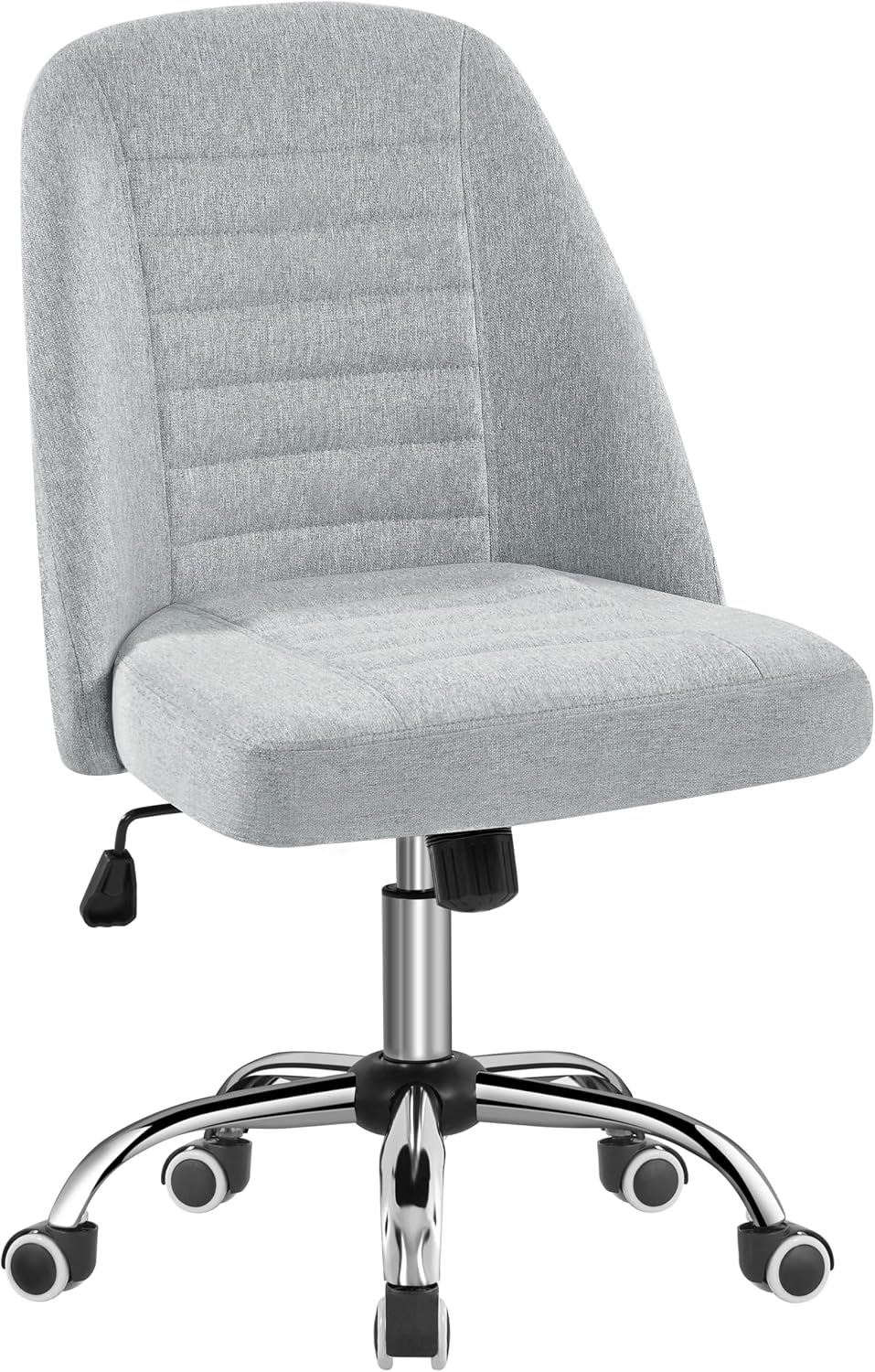 Light Gray Linen Armless Office Chair with Rolling Wheels - Platinum-Level Office Chairs