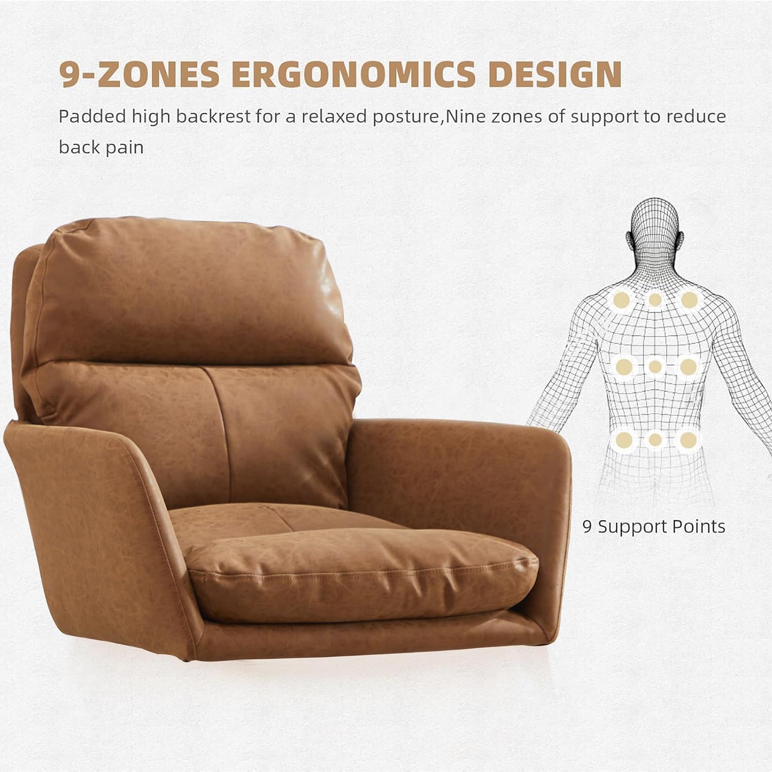 Brown PU Leather Office Chair, Adjustable Height