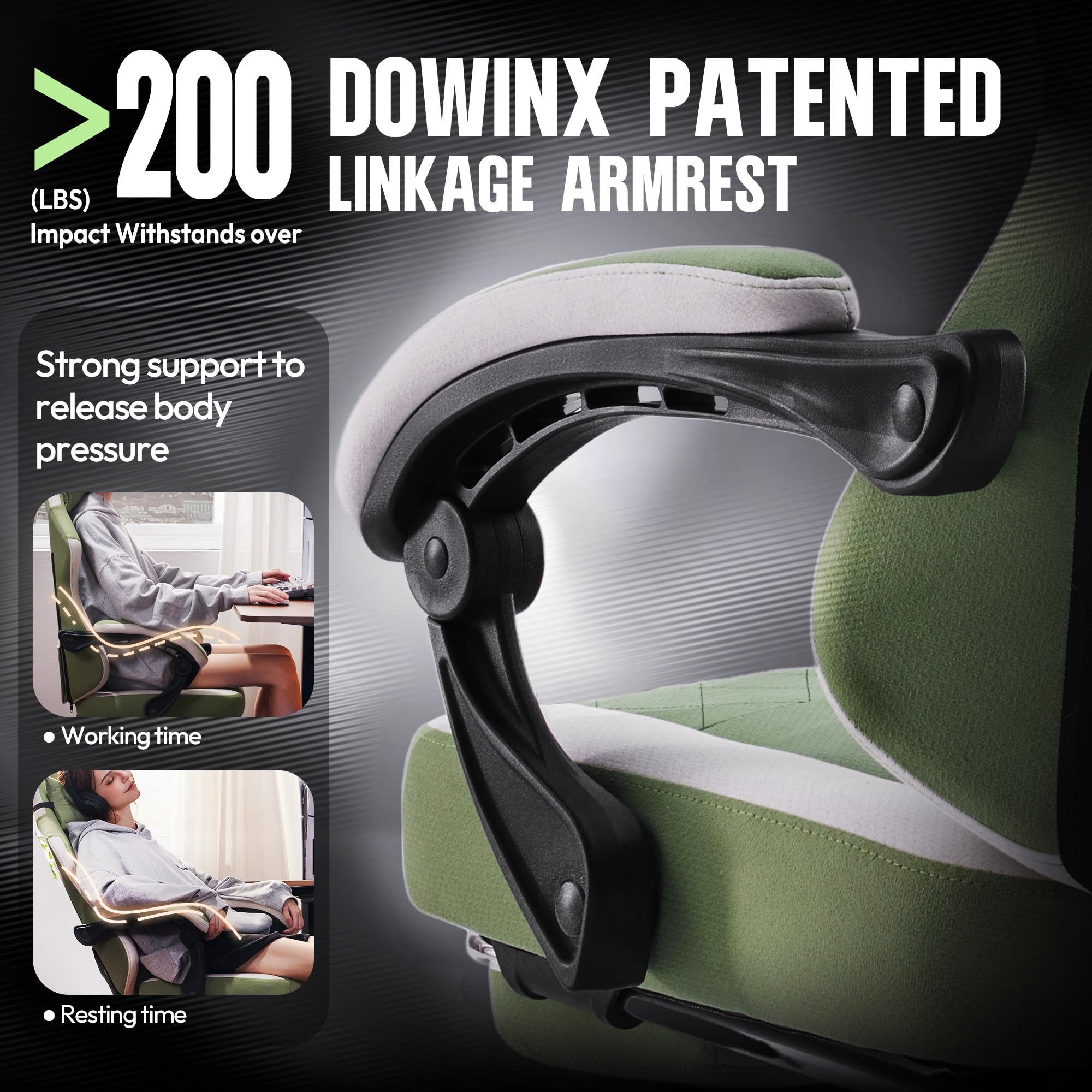 Dowinx High Back Ergonomic Gaming Chair with Massage and Footrest, Beige