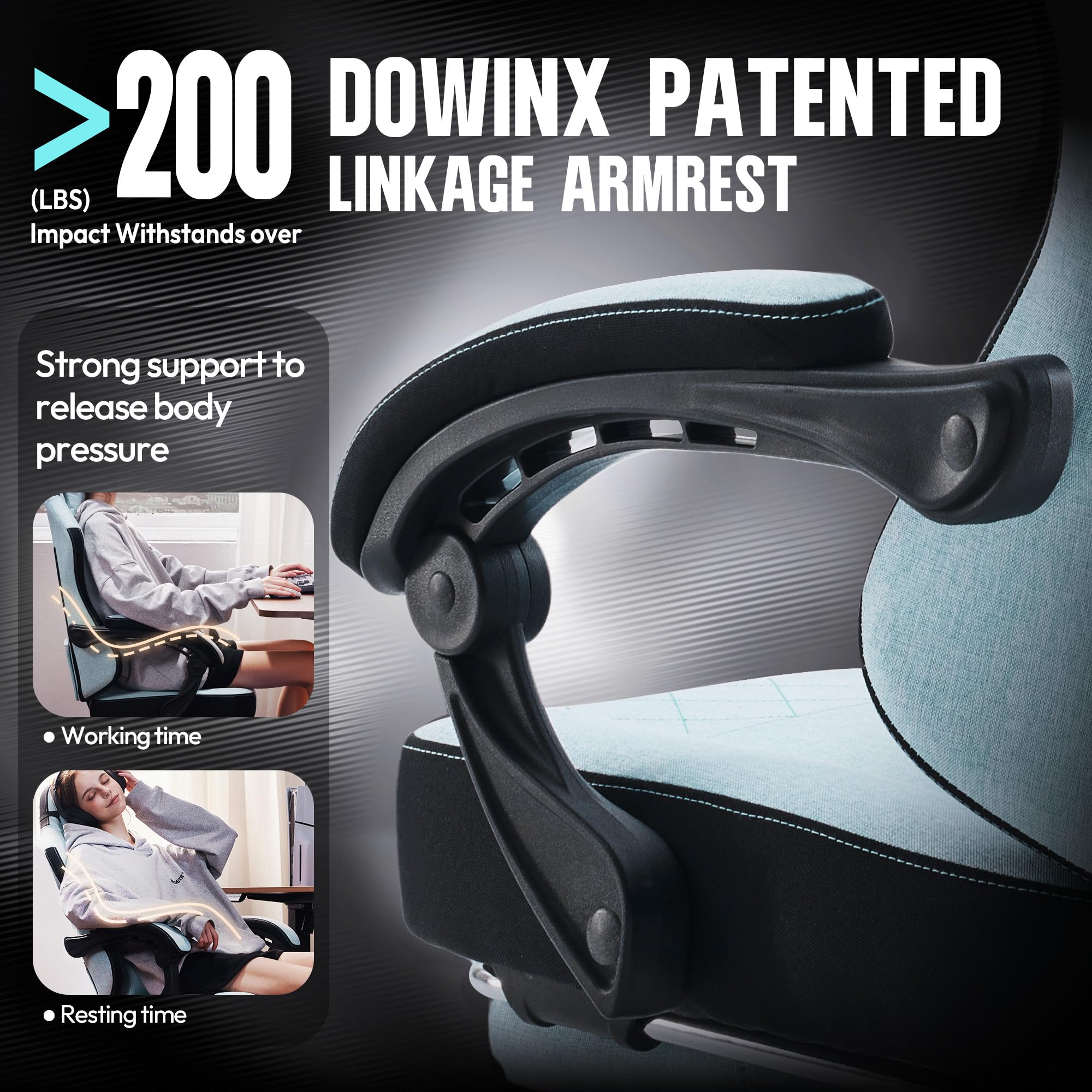Dowinx High Back Ergonomic Gaming Chair with Massage and Footrest, Beige