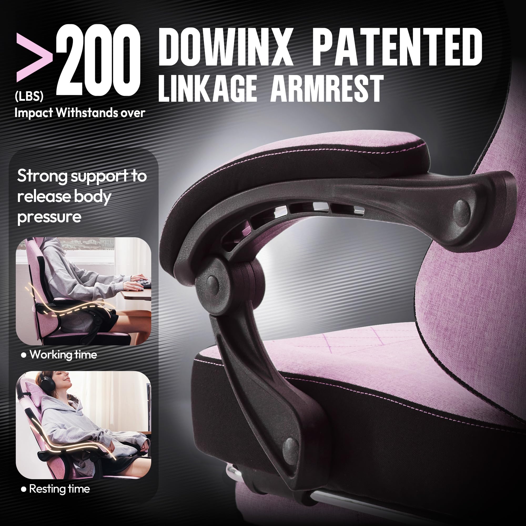 Dowinx High Back Ergonomic Gaming Chair with Massage and Footrest, Beige