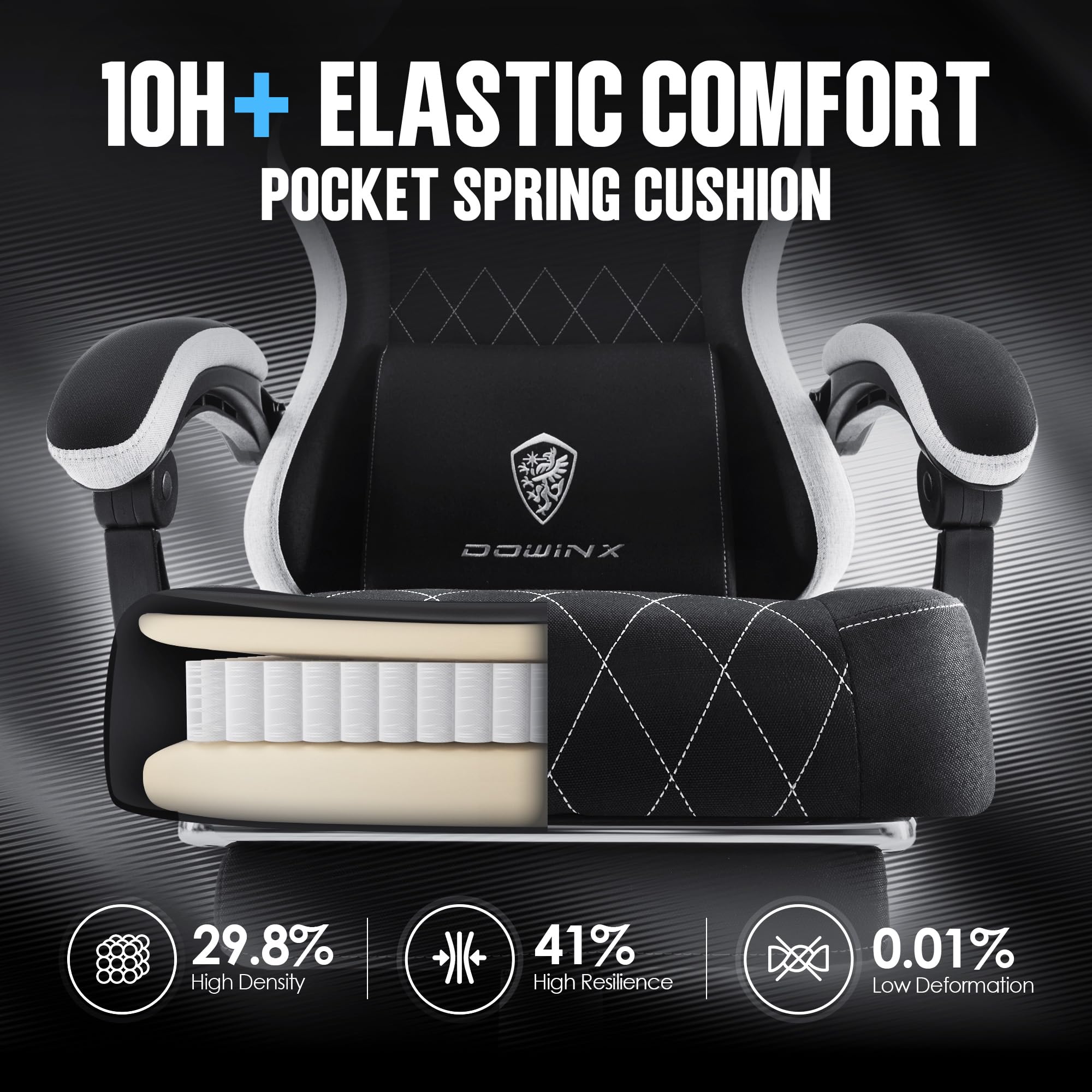 Dowinx Gaming Chair with Pocket Spring Cushion, High Back Ergonomic 360° Swivel Chair for Office Gaming, Massage Lumbar Support with Footrest for Adults, 300LBS Capacity, Beige for Office Gaming Platinum-Level Office Chairs