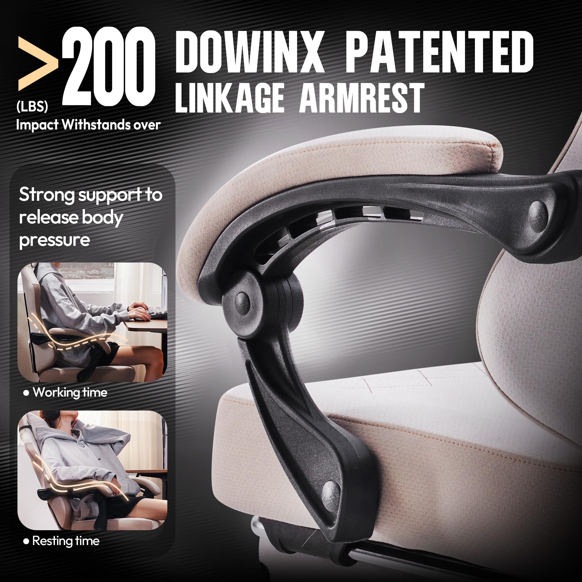 Dowinx Gaming Chair with Pocket Spring Cushion, High Back Ergonomic 360° Swivel Chair for Office Gaming, Massage Lumbar Support with Footrest for Adults, 300LBS Capacity, Beige for Office Gaming Platinum-Level Office Chairs