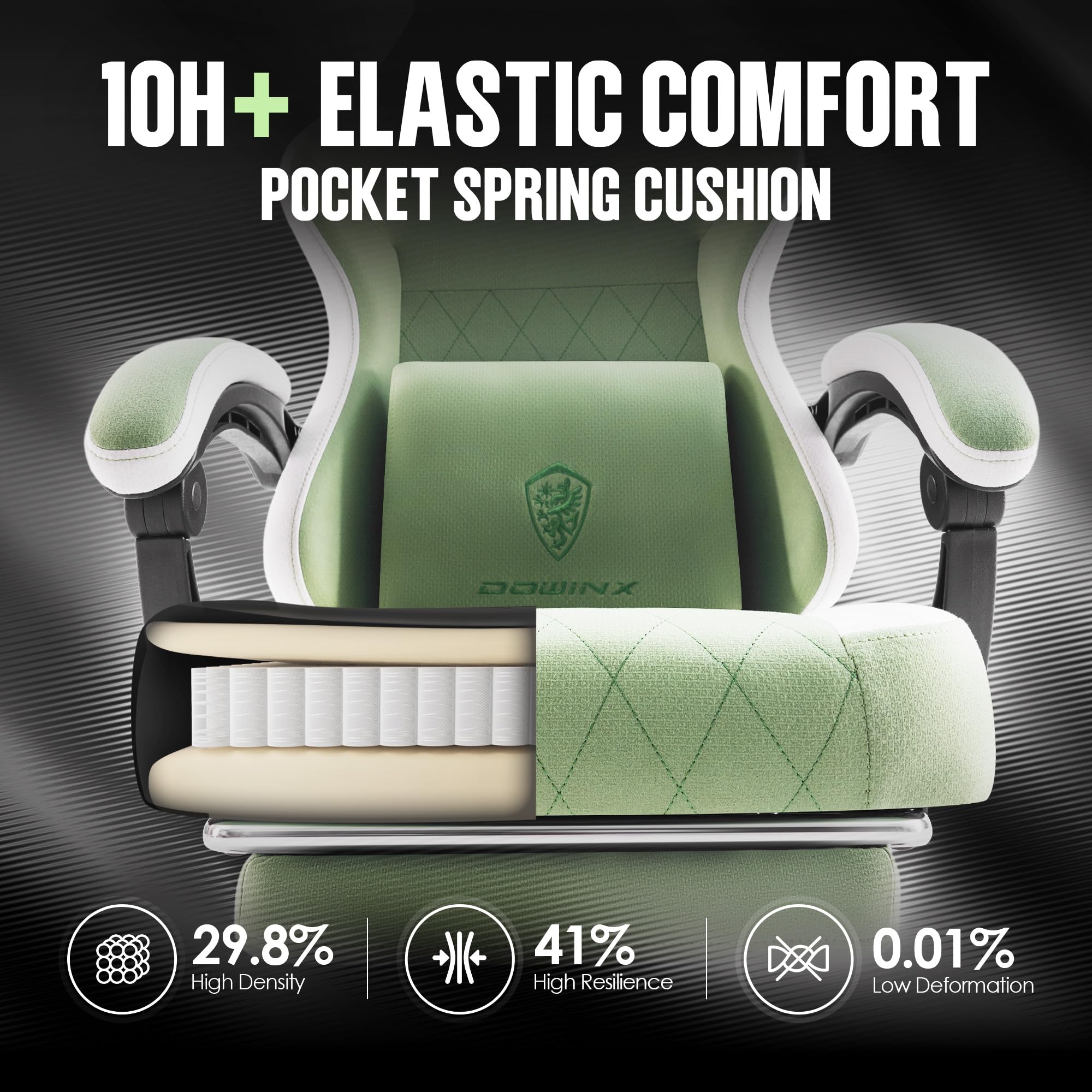 Dowinx High Back Ergonomic Gaming Chair with Massage and Footrest, Beige