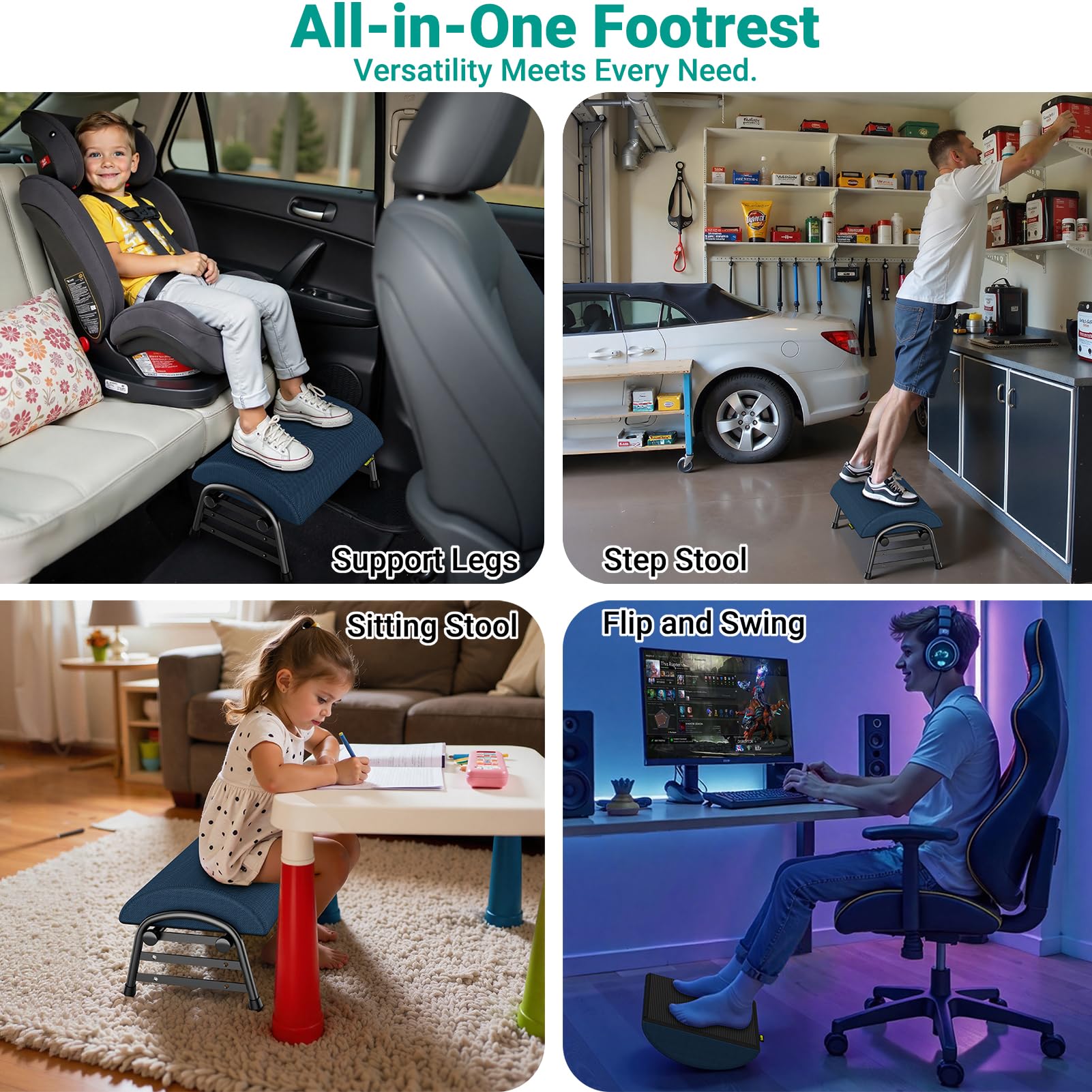 Adjustable Under Desk Foot Rest Ergonomic Memory Foam