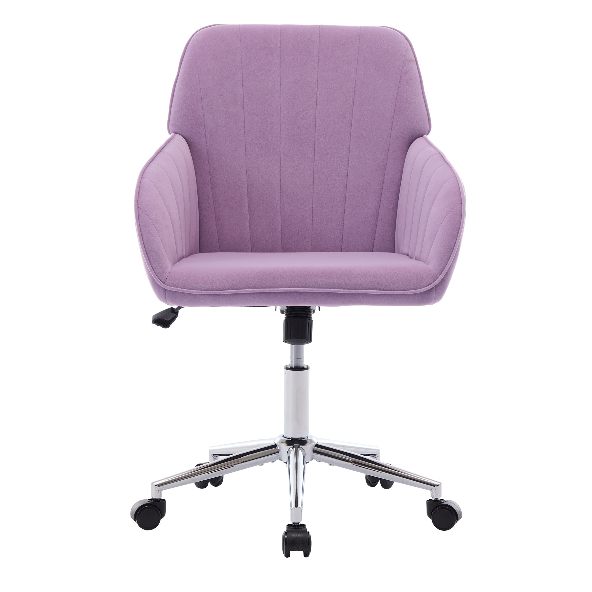 Lilac Velvet Office Chair, Ergonomic Adjustable Swivel Desk Chair with Silver Base and Comfortable Backrest for Home and Bedroom - Platinum-Level Office Chairs