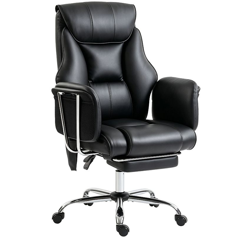 High Back Black PU Leather Massage Office Chair Ergonomic Executive Desk Chair 6 Point Vibration - Platinum-Level Office Chairs