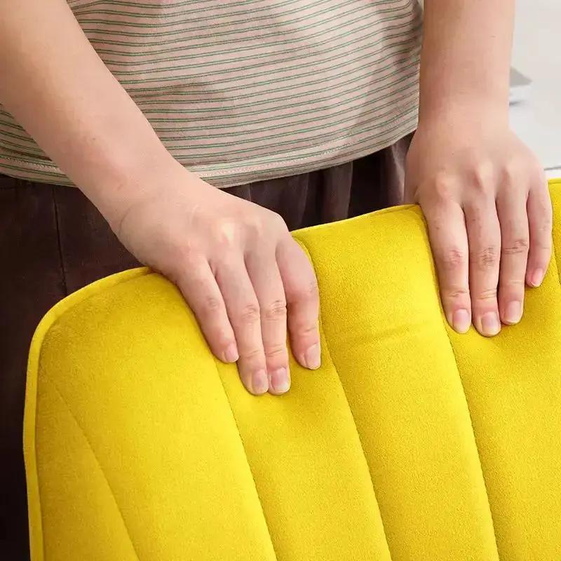 Bright Yellow Velvet Office Chair with Gold Base - Adjustable & Stylish - Platinum-Level Office Chairs