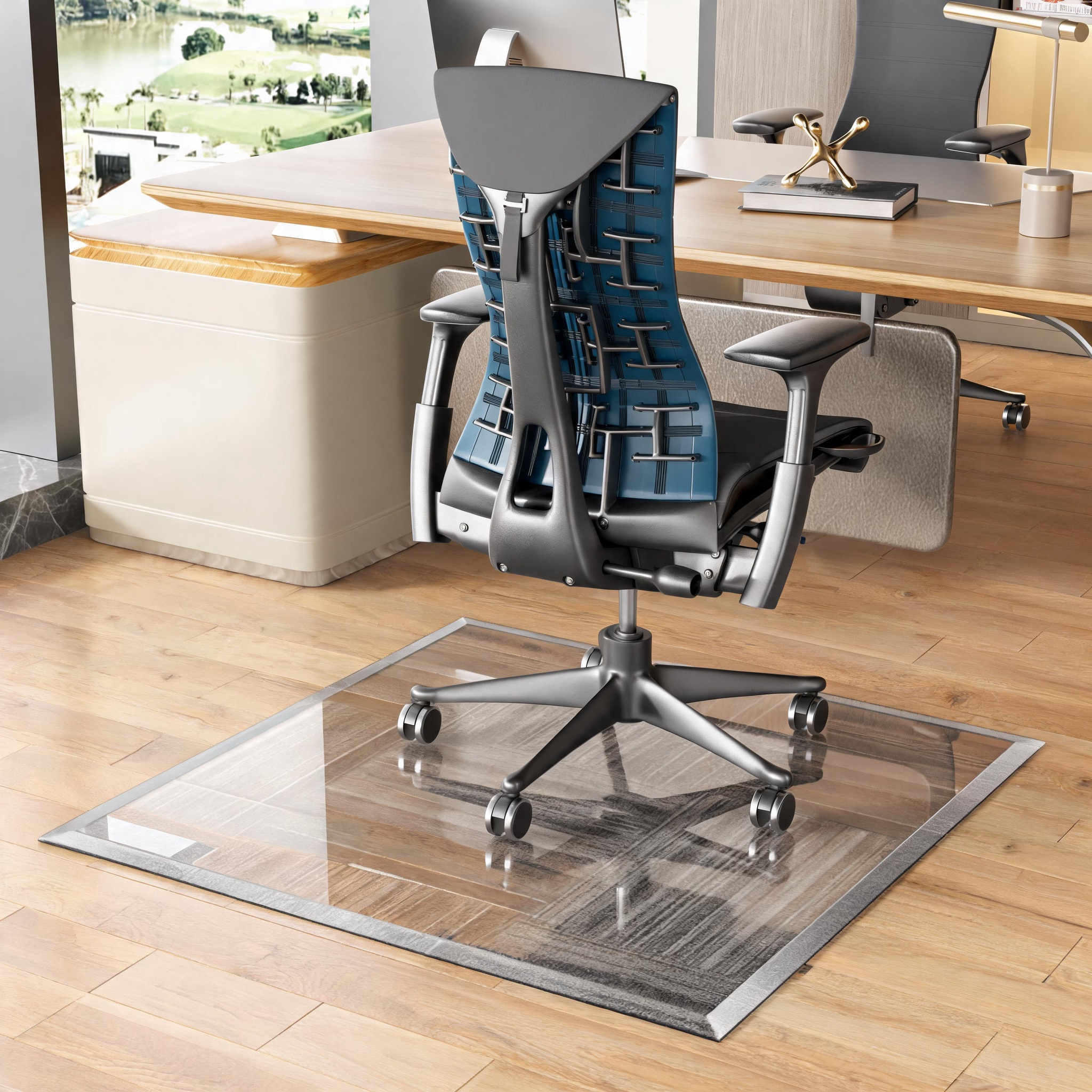 Beveled Tempered Glass Chair Mat, 36x36 In, 1000 Lb - Platinum-Level Office Chairs