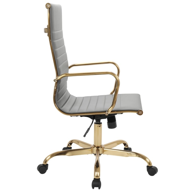 17 PCS Harris Modern High-Back Leather Upholstered Office Chair with Tilt & Swivel for Home Office - Grey