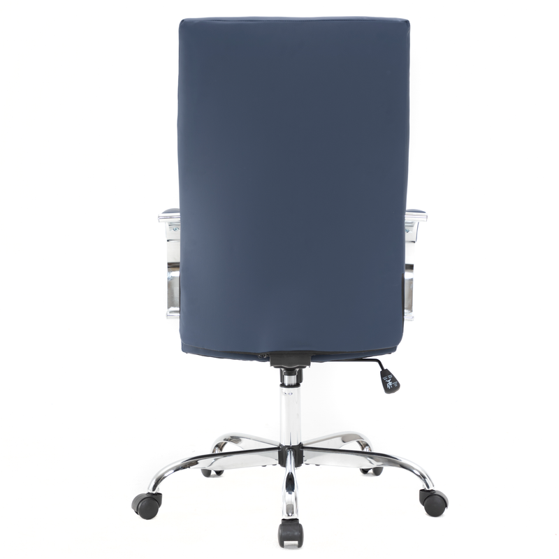 20 PCS Sonora Ergonomic High-Back Leather Desk Office Chair with Chrome Base and Tilt for Home Office - Navy Blue