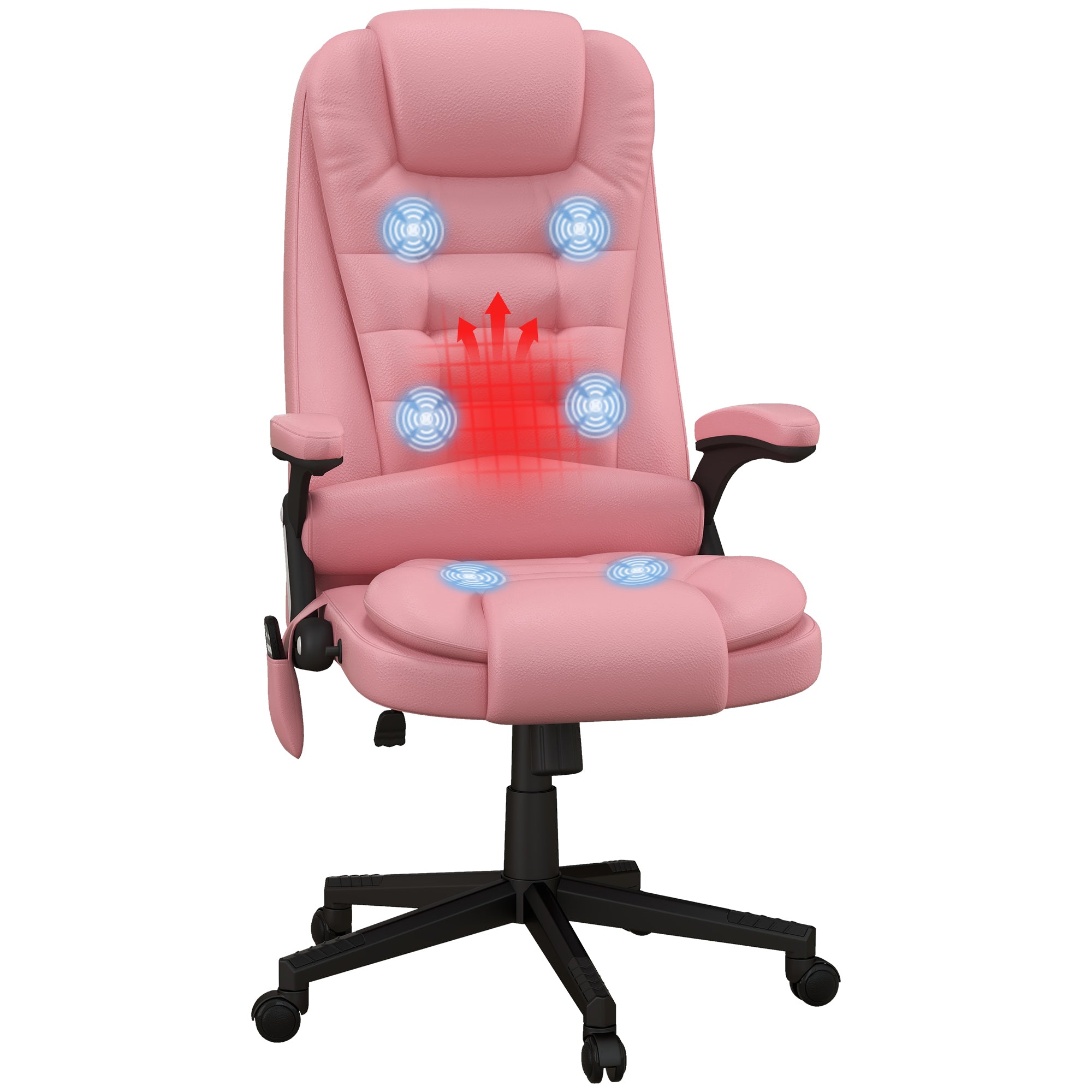 Pink PU Leather High Back Heated Massage Office Chair