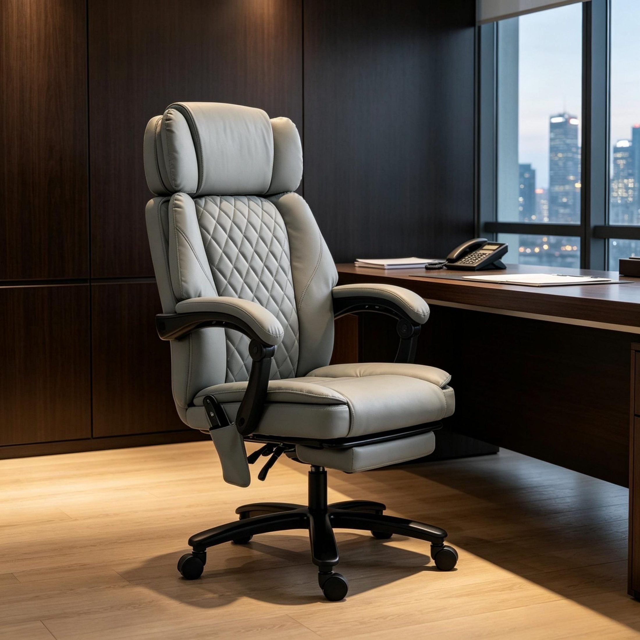 Light Gray Big and Tall Reclining Massage Chair with Heat - Platinum-Level Office Chairs