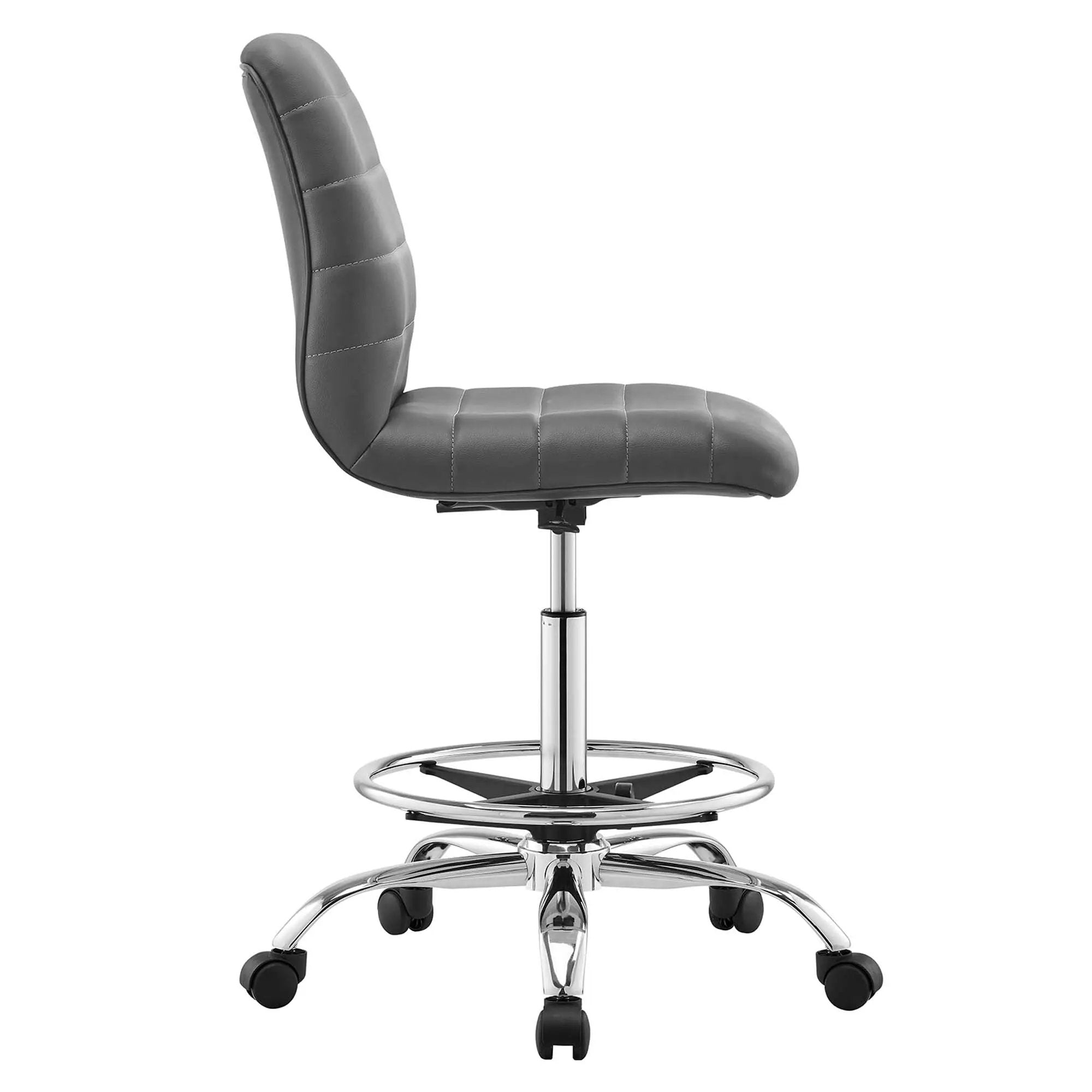 Drafting Chair Vegan Leather Armless Adjustable Stool