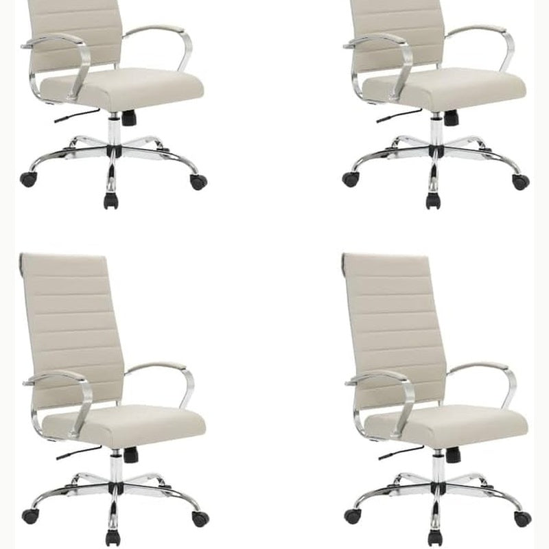 Leisuremod Benmar Modern High-Back Office Chair, 360-Degree Adjustable Swivel Task Furniture in Leather Upholstery with Ribbed Backrest for Home and Office
