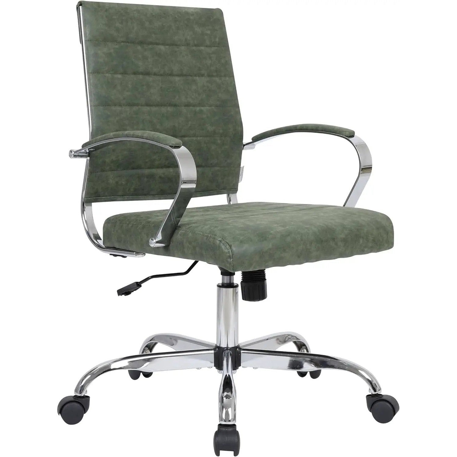 Leisuremod Benmar Leather Office Desk Chair, Mid-Back Ergonomic Swivel Chair with Lumbar Support, Adjustable Height, Tilt Lock, Cushioned Seat & Back, Home Office Task Chair (Tan, Single)