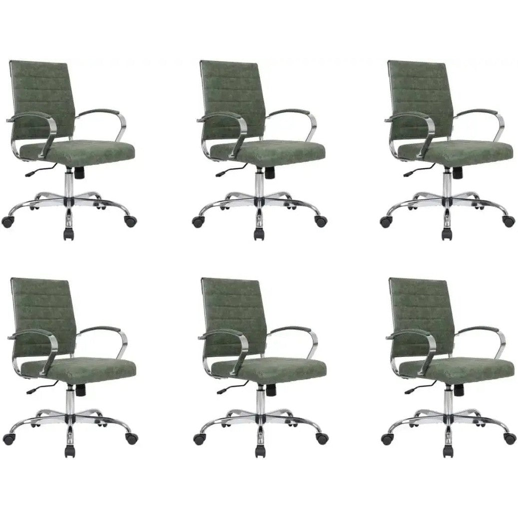 Leisuremod Benmar Leather Office Desk Chair, Mid-Back Ergonomic Swivel Chair with Lumbar Support, Adjustable Height, Tilt Lock, Cushioned Seat & Back, Home Office Task Chair (Tan, Single)