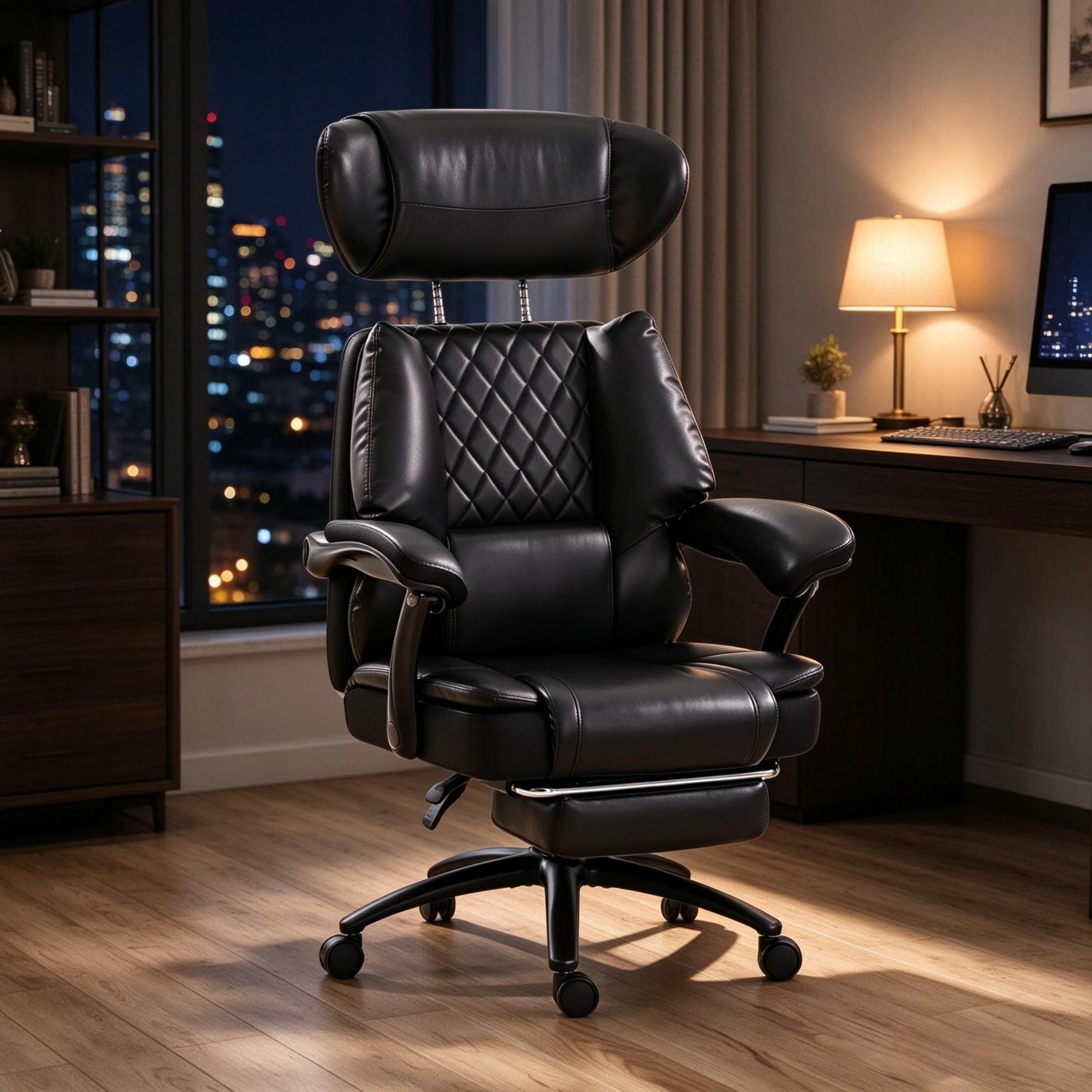 Black 500lbs Big and Tall Reclining Office Chair with Footrest - Platinum-Level Office Chairs
