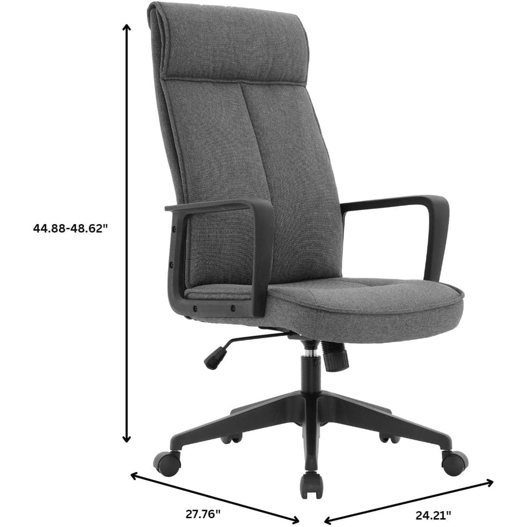 Leisuremod Ergonomic Office Chair High-Back Polyester Adjustable Height Swivel and Tilt with Double Wheel Casters Aiaria Collection in Charcoal