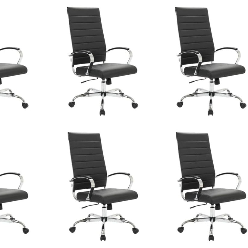 Leisuremod Benmar Modern High-Back Office Chair, 360-Degree Adjustable Swivel Task Furniture in Leather Upholstery with Ribbed Backrest for Home and Office