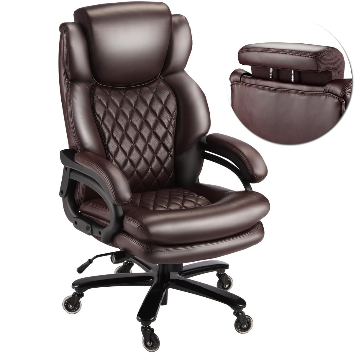 Big And Tall Office Chair 500lb Capacity Wide Spring Seat 360 Swivel Ergonomic Desk Chair For Heavy People