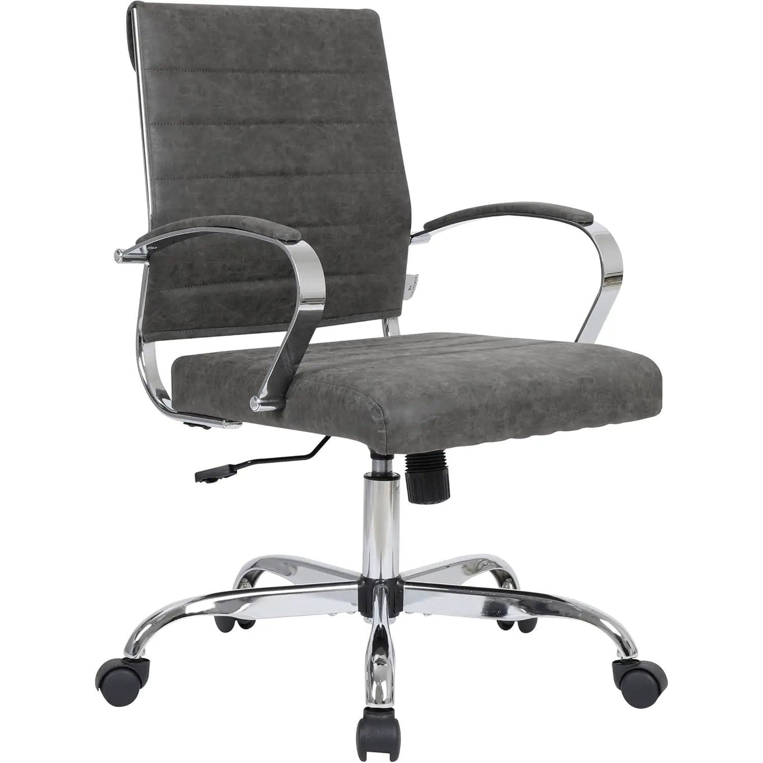 Leisuremod Benmar Leather Office Desk Chair, Mid-Back Ergonomic Swivel Chair with Lumbar Support, Adjustable Height, Tilt Lock, Cushioned Seat & Back, Home Office Task Chair (Tan, Single)