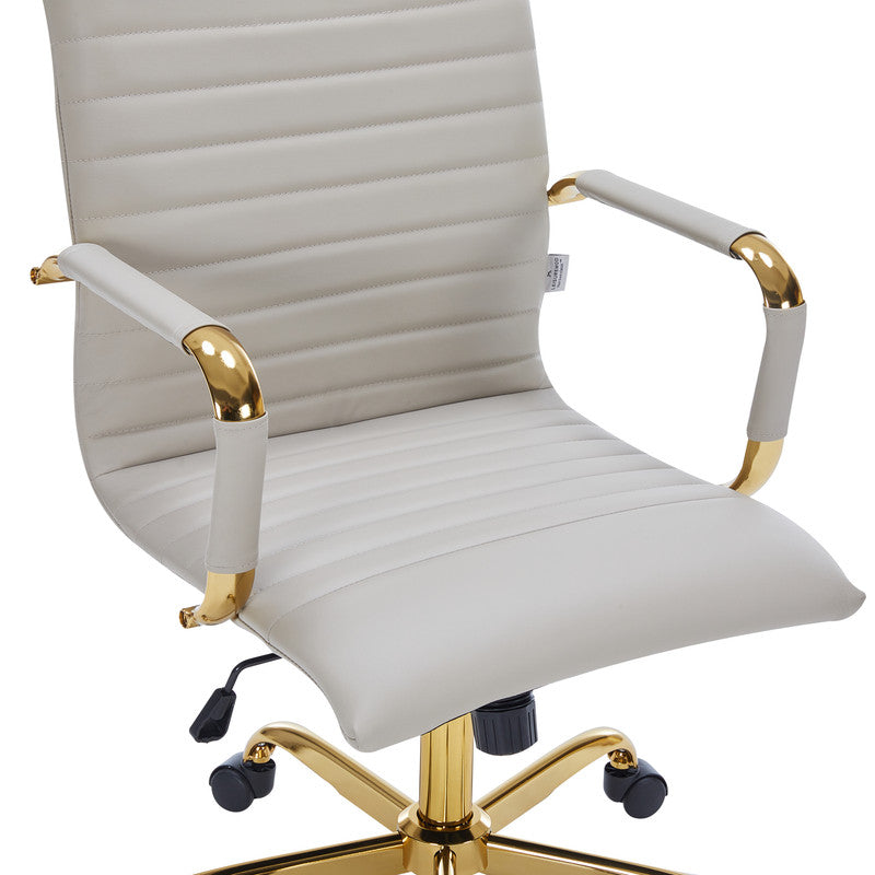 17 PCS Harris Modern High-Back Leather Upholstered Office Chair with Tilt & Swivel for Home Office - Tan