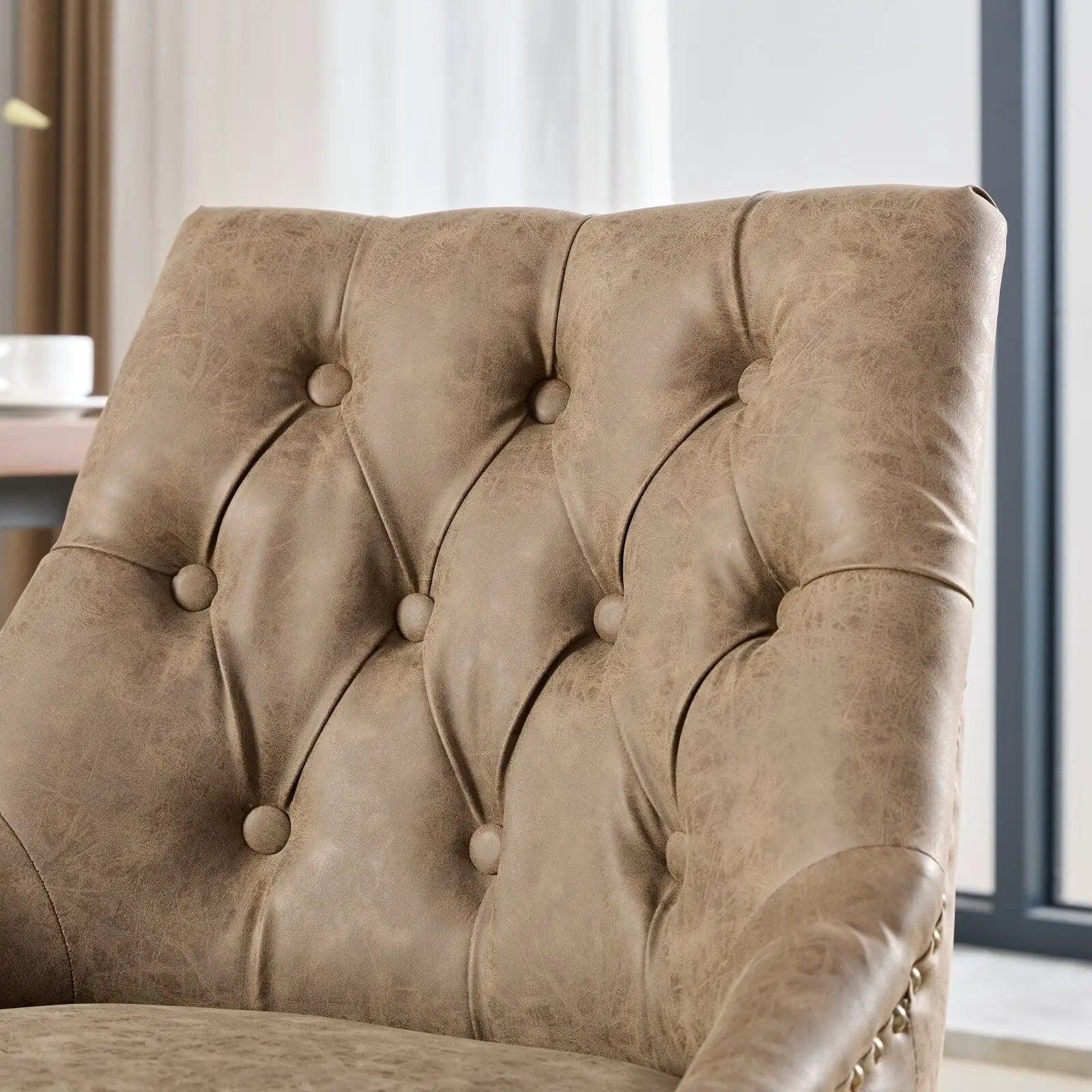 Medieval Retro Style Sheepskin Pattern Fabric Home Office Chair with Lift, Swivel and Recline Functions