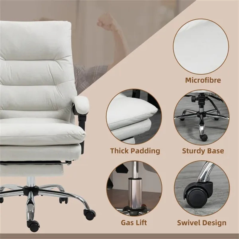 Cream white microfiber massage office chair – view 5