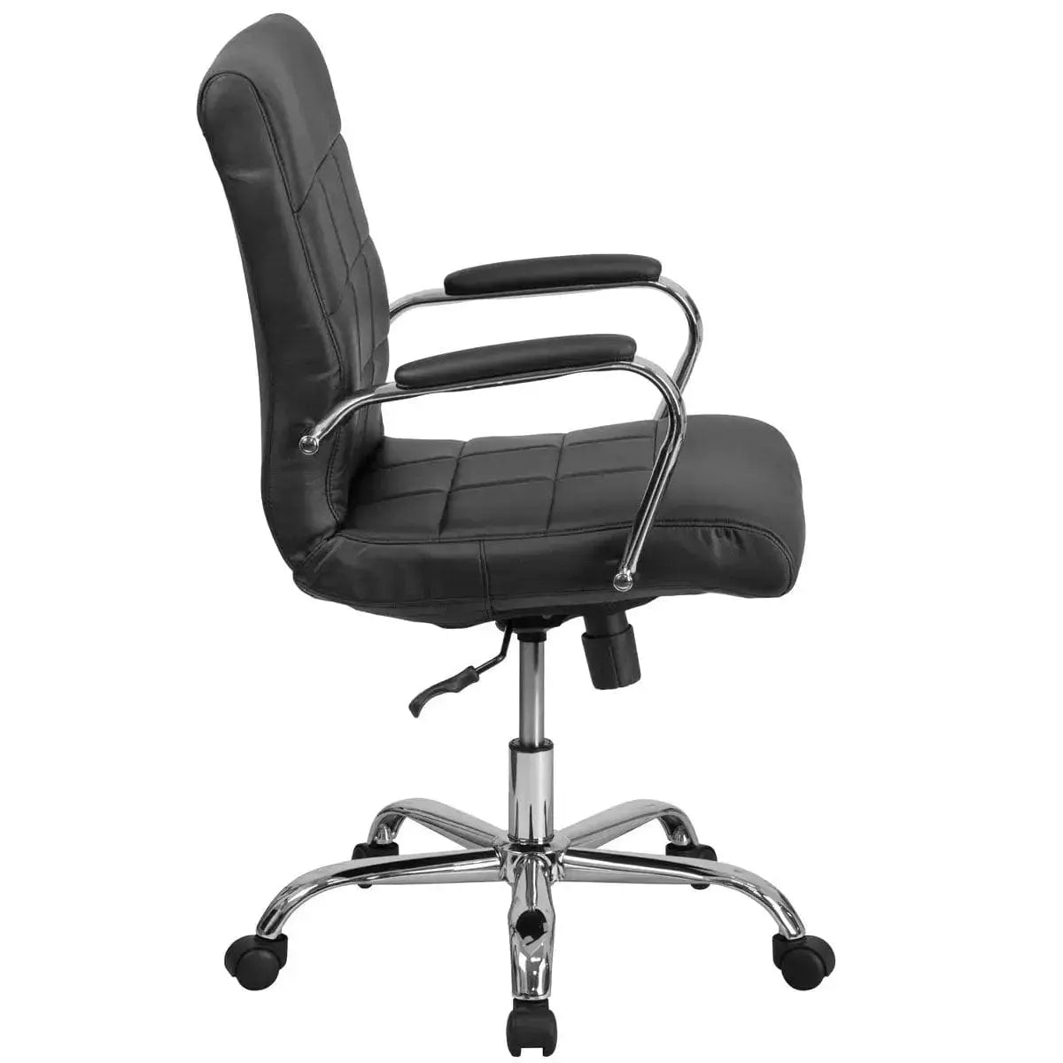 Flash  Mid-Back Vinyl Executive Swivel Office Chair with Chrome Base and Arms Platinum-Level Office Chairs
