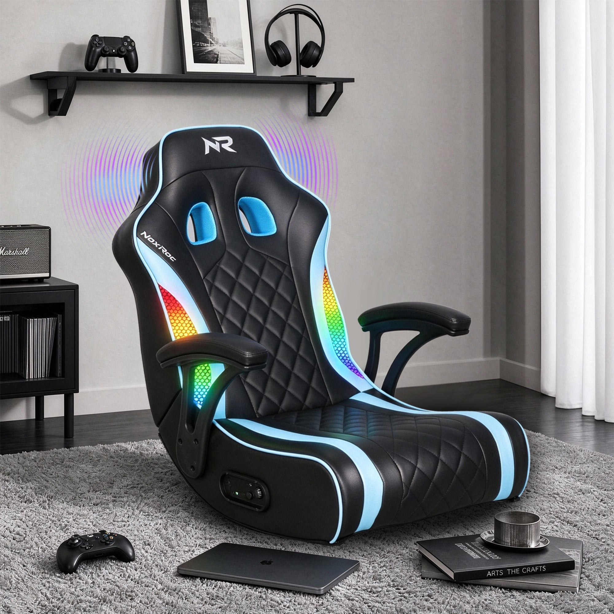 NoxRoc 2.1 Subwoofer RGB LED Floor Gaming Chair with Armrests