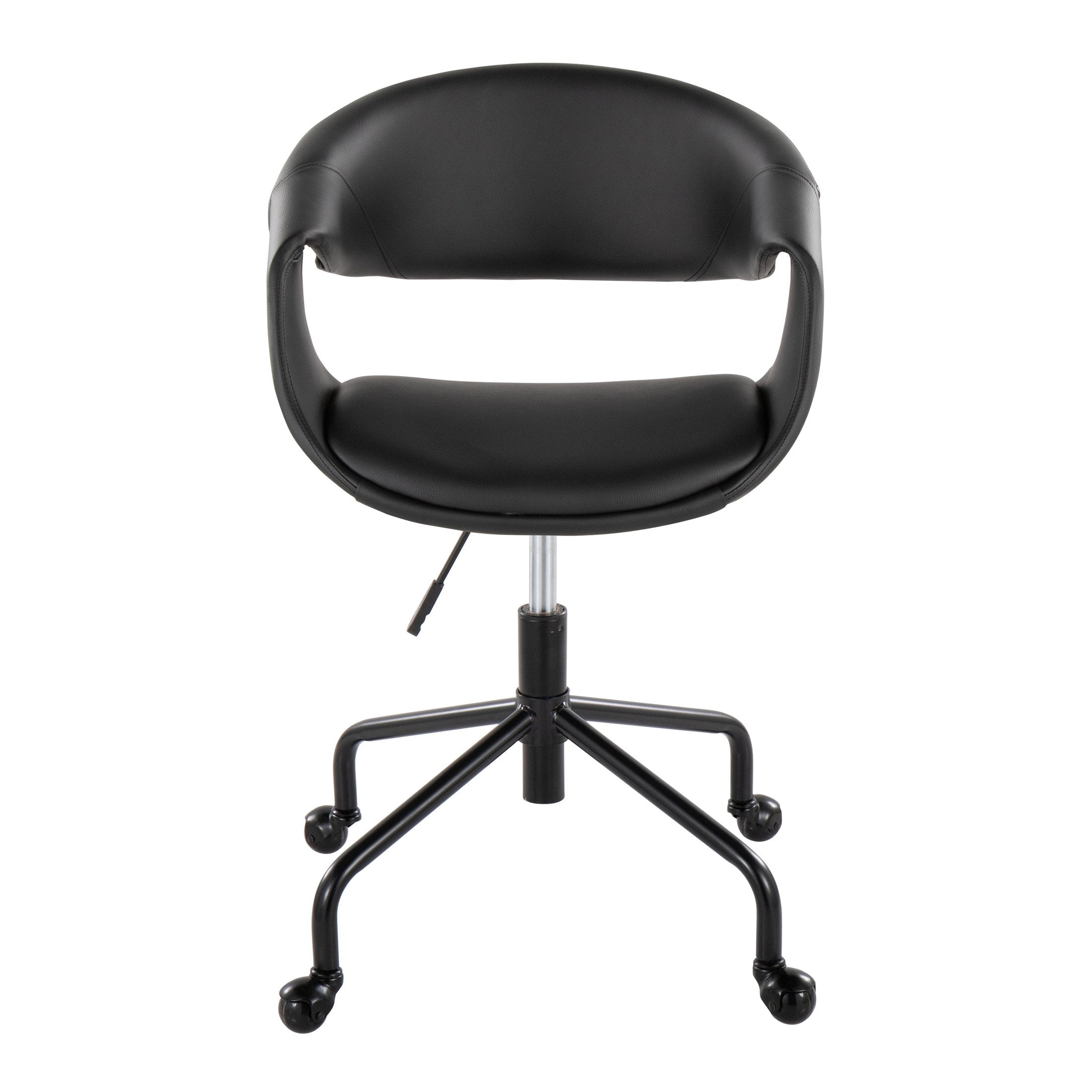 Black Faux Leather Task Chair with Black Swivel Base - Platinum-Level Office Chairs