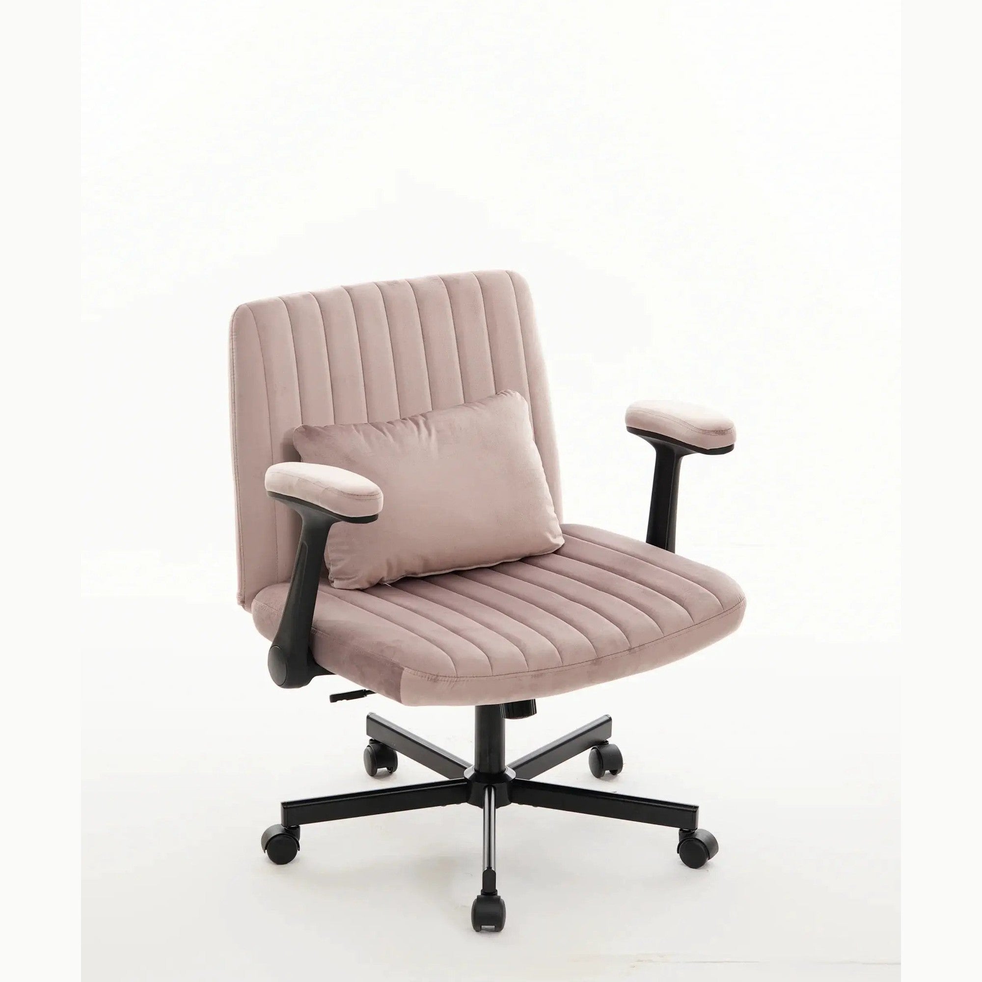 Dark Pink Velvet Criss Cross Armchair With Wheels For Home Office by Platinum-Level Office Chairs